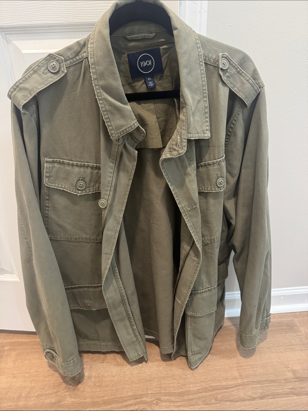 1901 Olive Green Military Field Jacket with Epaulets